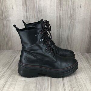 Timberland Boots Womens 6.5 Malynn Black Leather Lace Up Chunky Boots